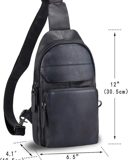Genuine Leather Sling Bag for Man and Women Crossbody Purse Handmade Retro Shoulder Backpack Vintage Chest Bags