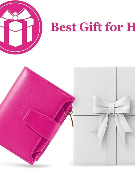 Airkit Small Wallet Women RFID Blocking Soft Leather Bifold Compact Card Holder Wallet for Women with Zipper Coin Pocket 4 ID Window
