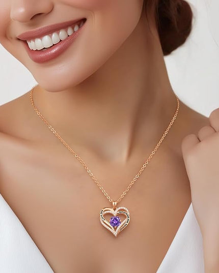 CDE Forever Love Heart Necklaces for Women, Wedding Anniversary, Birthday Mothers Day Christmas Day Gifts for Mom, Mother, Wife, friend, S925 Silver Jewelry with Birthstone Pendant