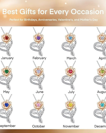 LAVALE Heart Birthstone Necklace for Women, Ideal Anniversary Birthday Gifts for Women Wife Girlfriend Her, Amazing Valentine's day Gift for Mom Women