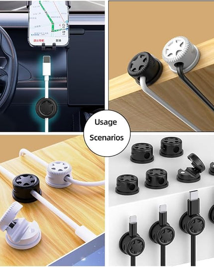 11PCS Cable Management Cord Holder Organizer, Magnetic Cable Clips Adhesive Wire Keeper, Under Desk for Bedside Nightstand Table Desktop USB Wall Car Office Workspace Accessories (Black)