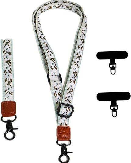 Adjustable Lanyard for Phone, Camera, Name Tags, ID card, Keychain and Wristlet Straps with 2 phone pads(Black)
