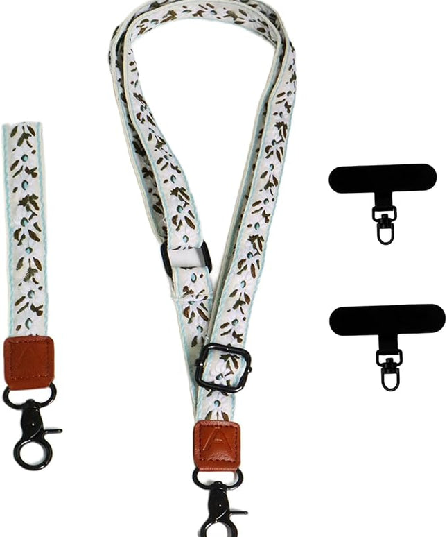 Adjustable Lanyard for Phone, Camera, Name Tags, ID card, Keychain and Wristlet Straps with 2 phone pads(Black)