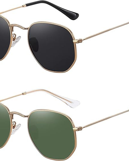 MEETSUN Polarized Hexagon Sunglasses for Women Men Polygon Square Sun Glasses UV400 Protection Metal Frame
