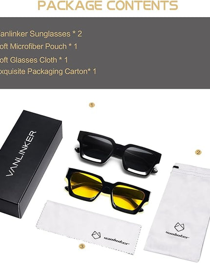 VANLINKER Thick Square Sunglasses for Men Women Retro Chunky Rectangle Shades UV400 Protection VL9731