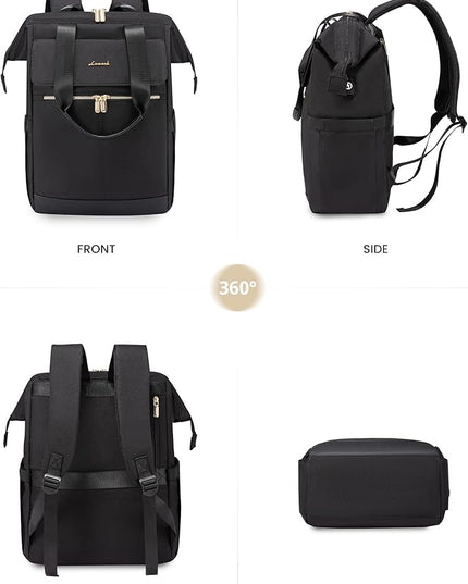 LOVEVOOK 17.3 Inch Laptop Backpack for Women, Large Capacity Travel Backpack with Organizer Bag, Waterproof Carry on Backpack Work Bag with USB Port, Teacher Nurse Backpack Purse, 2PCS, Black