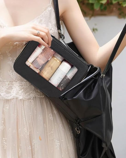 Travel Clear Makeup Bag Set, TSA Approved Cosmetic Bag Case with Zipper Portable Makeup Pouch Toiletry Bag Traveling Cosmetic Organizer Storage Bag Car Organizer Car Essentials