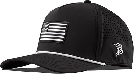 Branded Bills Vintage Old Glory PVC Curved 5 Panel Rope Hat, Fits 7-7 7/8, Adjustable Snapback | Lightweight, Comfort Stretch