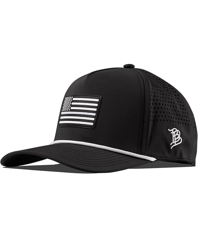 Branded Bills Vintage Old Glory PVC Curved 5 Panel Rope Hat, Fits 7-7 7/8, Adjustable Snapback | Lightweight, Comfort Stretch