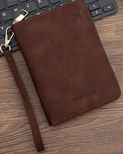 Passport Holder for Travel Women and Men RFID Passport Holder with Card Slots Holder Passport Case Passport cover Passport Wallet Travel Essentials and Accessories (Short Zipper, SZH-Brown)
