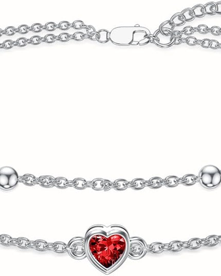 Dorunmo 925 Sterling Silver Heart Birthstone Anklet Bracelets for Women Best Mother's Day Birthday Jewelry for Wife Girlfriend Mom Daughter Her