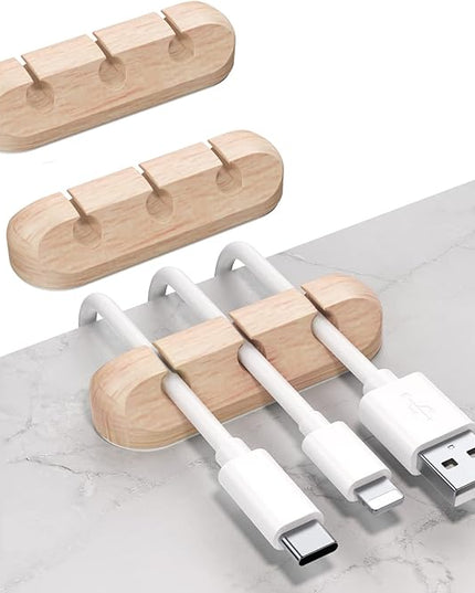 SOULWIT Cable Holder Clips, 3-Pack Cable Management Cord Organizer Clips Silicone Self Adhesive for Desktop USB Charging Cable Nightstand Power Cord Mouse Cable Wire PC Office Home