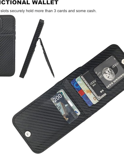 KIHUWEY Compatible with iPhone 13 Pro Max Case Wallet with Credit Card Holder, Premium Leather Magnetic Clasp Kickstand Heavy Duty Protective Cover for iPhone 13 Pro Max 6.7 Inch (Carbon Black)