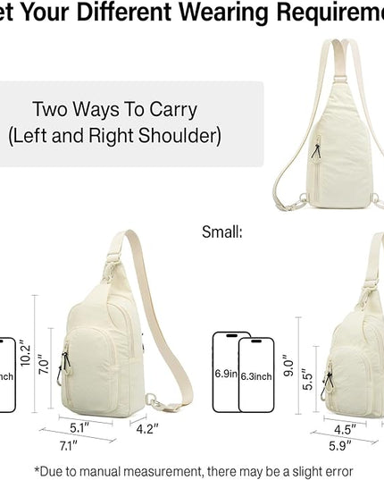 Hanke Crossbody Sling Bag for Women Men, Small & Large Casual Cross Body Sling Bags, Chest Bag for Outdoor Hiking Travel