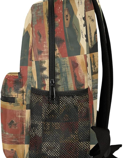 Large Backpack with 15.6 Inch Laptop Compartment, Farmhouse Deer Bear Adult Backpack for Work, Travel & School College Boys Girls