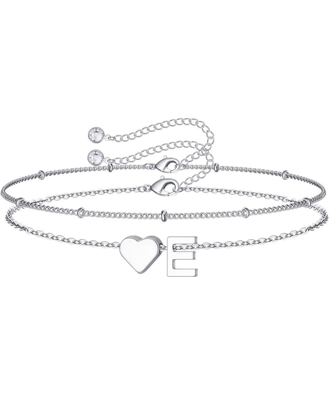 M MOOHAM Valentines Day Gifts for Kids Teen Girls -14K-Gold-Plated Heart Initial A-Z Bracelets for Women Girl Dainty Gold Bracelets Birthday Valentines Gifts for Women Her Teenage Girls Kid Teen Gift
