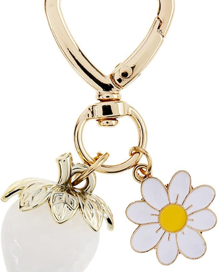 Agromusk Cute Strawberry Keychain,Bag Charms,Kawaii Heart Flower Daisy Key chains Accessories Decor for Girls Purse Gift