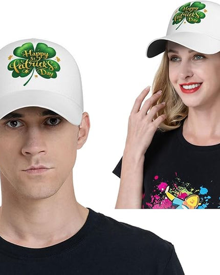 St. Patrick's Day Lucky Shamrock Hat Adjustable Irish Green Clover Baseball Cap Trucker Hat for Men Women