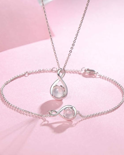 FANCIME Love Bracelet 925 Sterling Silver Infinity Birthstone Bracelets for Women Fine Jewelry Birthday Christmas Gifts for Her Mom Wife, Chain Length 6.7"+1.2" Extend