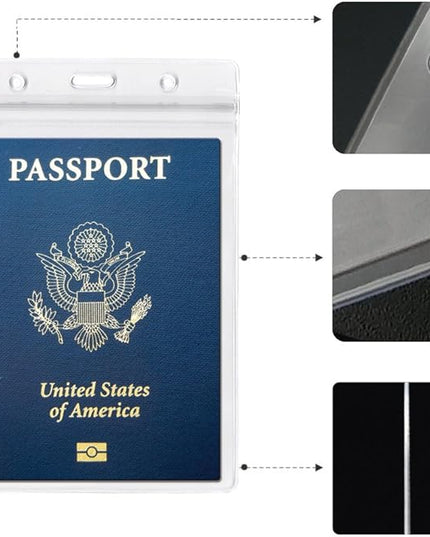 4x6Inch Extra Large Passport Holders ID Badge PVC Card Holder with Lanyards Fill for Passports by ALMHPVC (3Pack Black Lanyards)