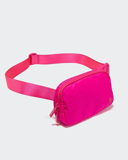 Pander Two Way Zipper Fanny Pack Nylon Everywhere Belt Bag for Women, Water Repellent Waist Packs, Crossbody Bags with Adjustable Strap (Sonic Pink).