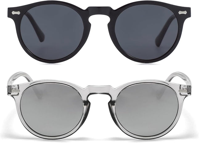 Gleyemor Vintage Polarized Sunglasses for Men Round Sunglasses UV400 Protection Retro Hand-crafted Acetate Frame