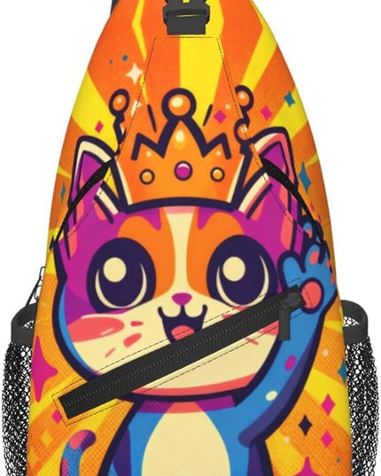 Animal Face Sling Bag Crossbody Bags Chest Bag Backpack for Travel Running and Hiking for Men Women Colorful Cat 2