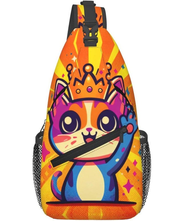 Animal Face Sling Bag Crossbody Bags Chest Bag Backpack for Travel Running and Hiking for Men Women Colorful Cat 2