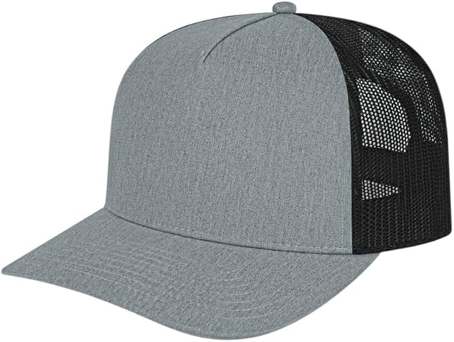 Cap America i3039 Classic 5 Panel Mid Profile Structured Trucker Mesh Back Cap w/ & Adjustable Snapback