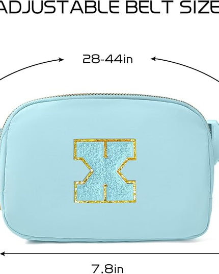 Gitus Gifts for 8 9 10 11 12 Year Old Girls Belt Bag Fanny Pack Crossbody Bags with Initial Letter Patch Cute Stuff Birthday Gifts for Teen Girls Women Personalized Trend Stuff (Icing Blue-X)