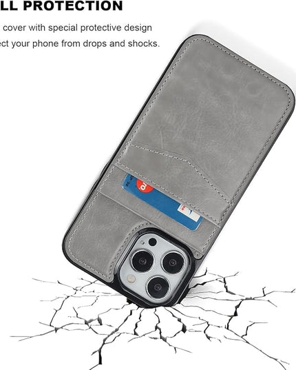 KIHUWEY Compatible with iPhone 13 Pro Max Case Wallet with Credit Card Holder, Premium Leather Magnetic Clasp Kickstand Heavy Duty Protective Cover for iPhone 13 Pro Max 6.7 Inch (Gray)
