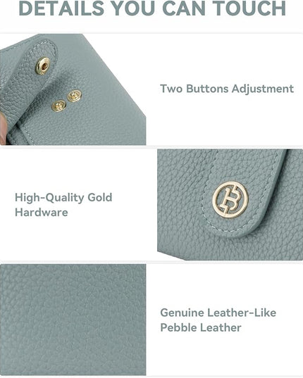 BOSTANTEN Slim Wallet for Women Small RFID Blocking Credit Card Holder Leather Bifold Wallets with Zipper Coin Pocket Light Blue