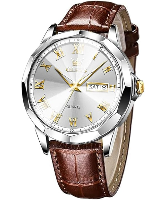 OLEVS Mens Watches Mens Leather Watch Ultra Thin Watches for Men Minimalist Watch with Leather Band Quartz Analog Dress Casual Simple Lightweight relojes para Hombres