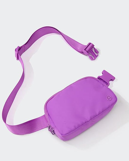 Pander Two Way Zipper Fanny Pack Nylon Everywhere Belt Bag for Women, Water Repellent Waist Packs, Crossbody Bags with Adjustable Strap (Violet).