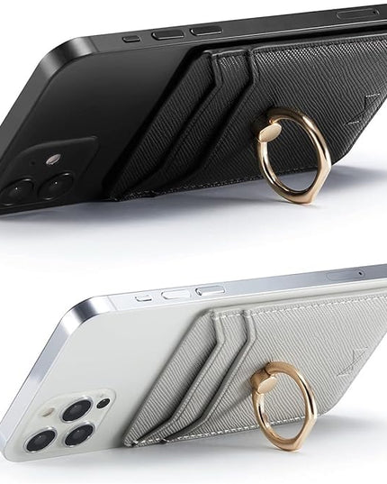 BIAJIYA Phone Card Holder RFID Leather Wallet Credit Adhesive Cell Case Stick-on Card Holder for Women and Men Back of Phone for Most of Smartphones