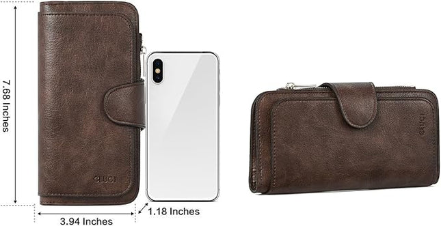 CLUCI Wallet For Women PU Leather RFID Blocking Womens Wallet Bifold Card Holder with ID Window Gifts for Women Birthday | RFID Blocking, Designer, Trifold, Card Holder, ID Window