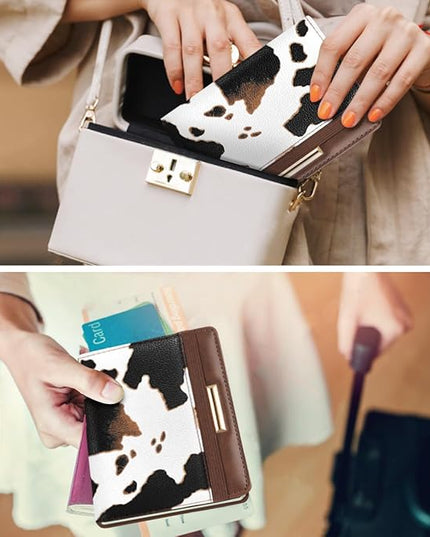 Passport Holder Cover Travel RFID Blocking Passport Cover Rose Gold Cute Flowers Passport Wallet with Elastic Band for Women