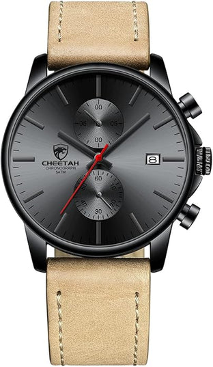 GOLDEN HOUR Mens Watch Fashion Sleek Minimalist Quartz Analog Mesh Stainless Steel Waterproof Chronograph Watches for Men with Auto Date