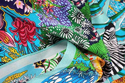 ANDANTINO 100% Real Mulberry Silk Scarf -21'' x 21''- Lightweight Neckerchief –Women Men Small Square Digital Printed Scarves