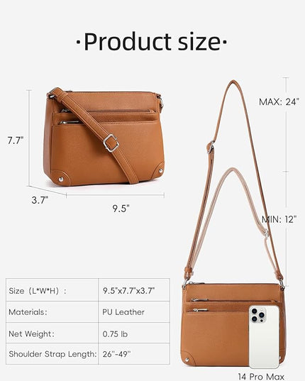 WESTBRONCO Crossbody Bags for Women, Medium Size Shoulder Handbags, Satchel Purse with Multi Zipper Pocket