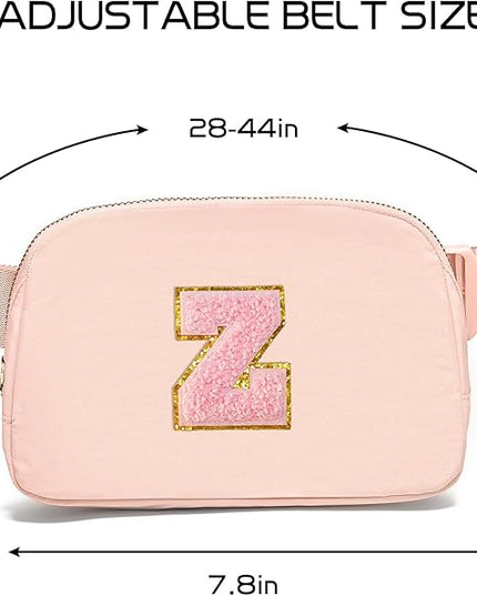 Gitus 6 7 8 9 10 Year Old Girl Gifts Belt Bag Fanny Pack Crossbody Bags with Initial Letter Patch Things for Teen Girls Easter Gifts for Girls Travel Essentials（Coral Pink-Z）