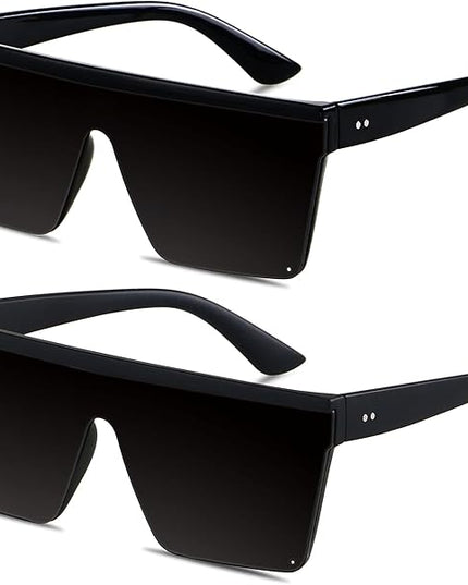 LYZOIT Square Oversized Sunglasses for Women Men Big Flat Top Fashion Shield Large UV Protection Rimless Shades