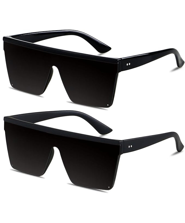 LYZOIT Square Oversized Sunglasses for Women Men Big Flat Top Fashion Shield Large UV Protection Rimless Shades