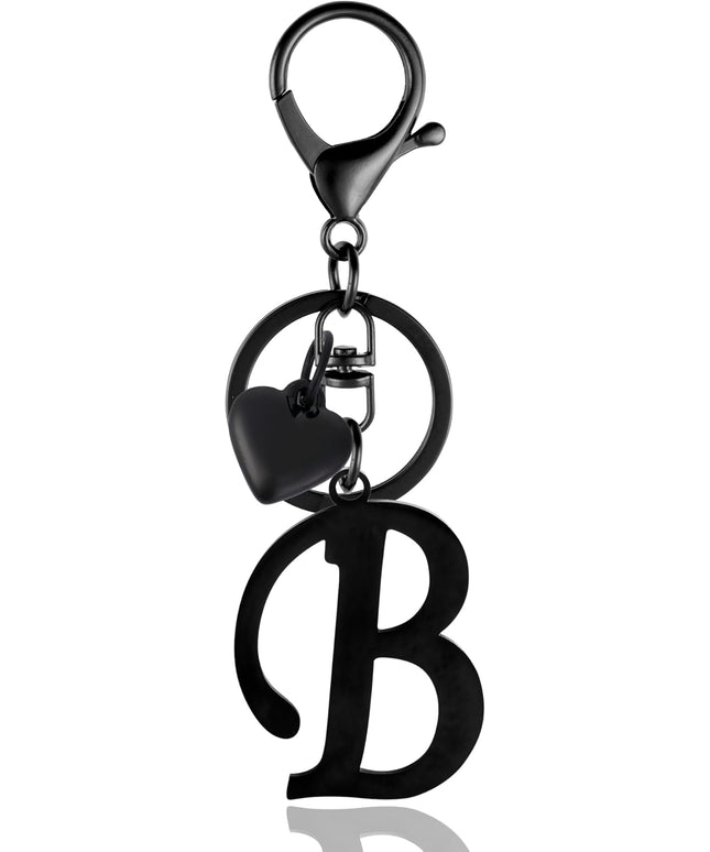 A-Z Heart Initial Letter Keychain, Stainless Steel Alphabet Charm for Handbags, Gift for Women and Girls