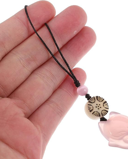 Mikikit Fox Phone Chain Pendant for Women Pink Animal Key Decoration and Small Phone Charm Hanging Accessory Creative Bag Pendant and Keys