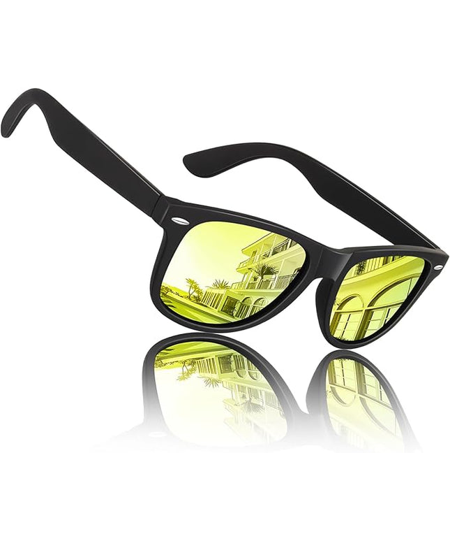 Sunier Polarized Sunglasses for Men and Women, Retro Square Matte Finish UV400 Protection Shades for Driving, Fishing