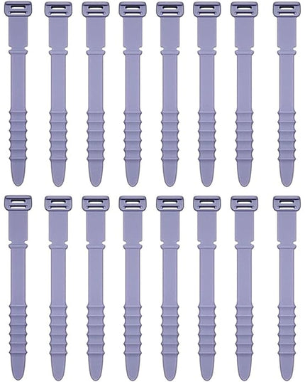 Reusable Silicone Zip Ties Cord Organizer: Silicone Cable Ties Straps for Cable Management - 20PCs 4.5” Purple Elastic Wire Cord Organizer for Home Office and Travel