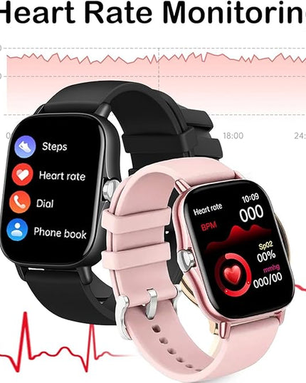 Smart Watch, 1.83" Upgraded Full Touchscreen Smart Watch for Android iPhones with Heart Rate Blood Pressure Monitor, Multiple Sports Fitness Tracker with Smart Watches for Women Men (Silver)