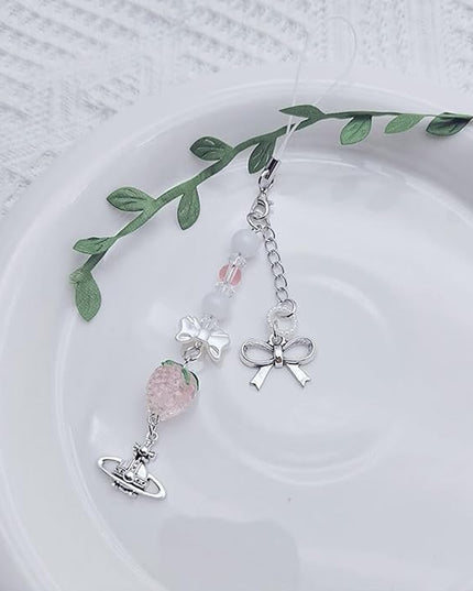 1-4PCS Cute Phone Charms Aesthetic Y2K Cell Phone Charms Strap Pink Strawberry Butterfly Star PhoneCharm Y2K Accessories for Bag Keychain Airpods Camera Pendants Decor