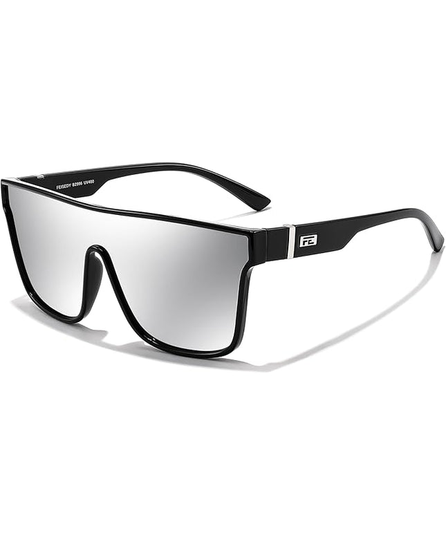 FEISEDY Sunglasses for Women Men, Fashion Mirrored Single Lens, Driving Beach Sunnies UV400 Shades B2996
